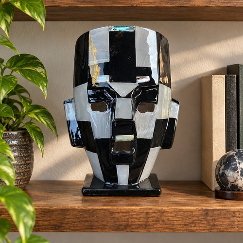 Handcrafted black white stone - white,